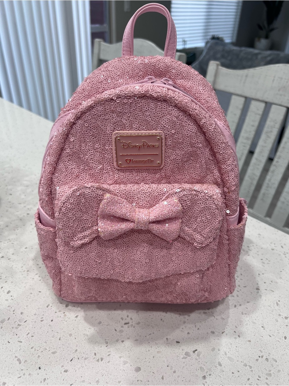 Disney Parks Loungefly Minnie Millennial Pink Sequin Backpack